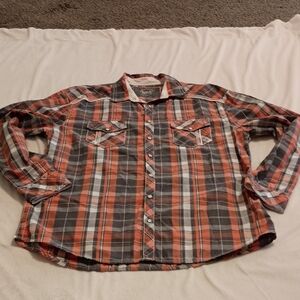 BKE Relaxed Fit Men's Pearl Snap Western Long Sleeve Button Up Shirt Size XL